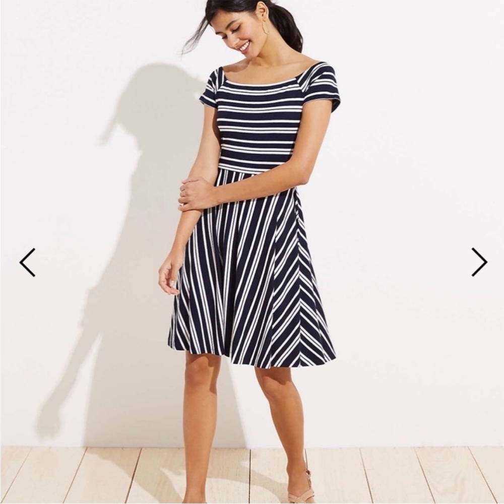 LOFT Striped Wrap-Back Dress